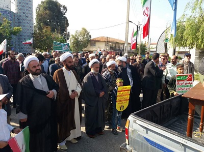 حضور باشکوه اعضاي کانون هاي مساجد مازندران در راهپيمايي 13 آبان